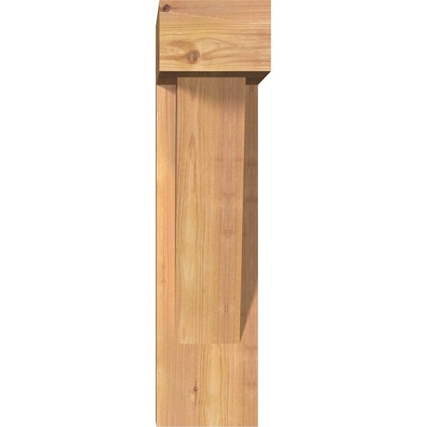 Traditional Block Smooth Bracket W/ Offset Brace, Western Red Cedar, 5 1/2W X 14D X 22H